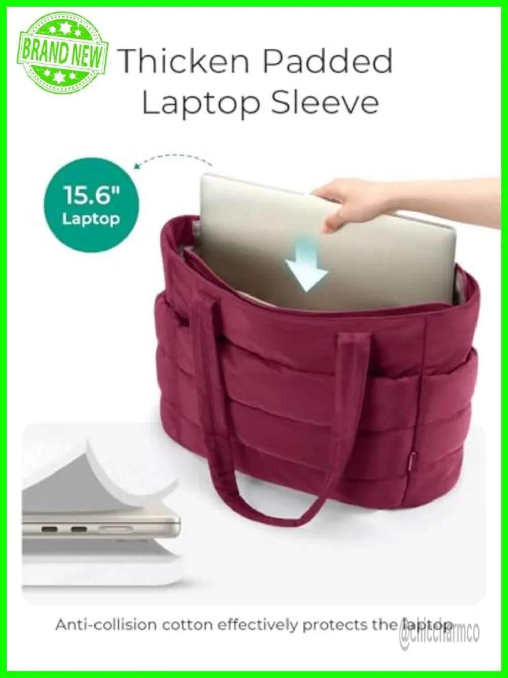 Puffy Tote Bag for Women Lightweight Laptop Work Bag Quilted Shoulder Handbag